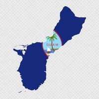 Guam map silhouette with flag. vector