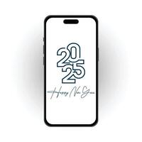 Happy New Year 2025 Message on Smartphone Screen Display. vector