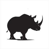 Editable Rhino Silhouette Design on White Background vector