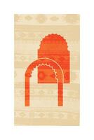 Abstract Oriental Arch Design in Vintage Pattern. Abstract design featuring stylized oriental-inspired arch elements against a textured background with geometric patterns, showcasing cultural. vector