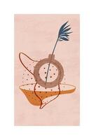 Abstract Artistic Illustration with Leaf Motif and Geometric Elements vector