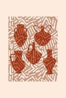 Abstract Terracotta Pottery Shapes with Textured Background Design. The composition evokes an artistic and Mediterranean vintage aesthetic emphasizing pottery craftsmanship in earthy tones. vector