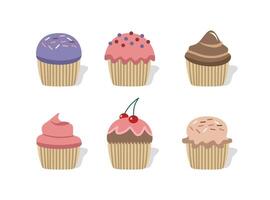 A series of cupcakes. Colorful cupcakes. Dessert food. Bakery. Collection of muffin. vector