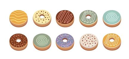Set of donut. Colorful donuts. Fast food. Bakery. Birthday donuts. vector