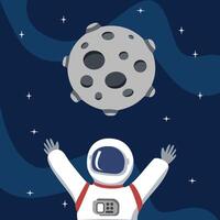 Astronaut space travel. Asteroid with astronaut. Galaxy. Solar system. vector