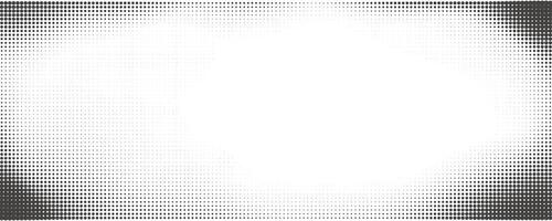 Halftone dotted background. Old grainy overlay with gradient on white backdrop. Vintage noisy frame. Grunge retro graphic border. vector