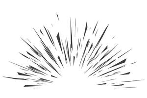 Explosion speed lines. Comic radial burst on white background. Manga motion elements of burst. Superhero frame, glow and power rays. Sparks of abstract bang roar and scream vector