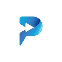 Modern Play Button Logo in Vibrant Blue Gradient vector