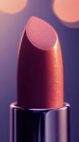 Vibrant pink lipstick close up showcases texture and shine in a soft light photo