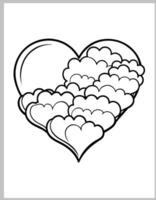 Valentine day Heart on a Cloud Coloring Pages vector