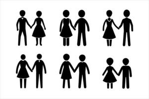 Diverse Couples in Formal Attire, Simple Icons vector
