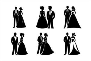 wedding couple silhouette design vector
