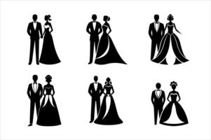 Elegant Wedding Silhouettes of Couples vector