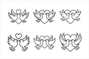 Elegant Black Line Art Pigeons design vector