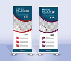 Modern and stylish blue print roll up banner template design vector