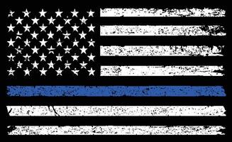 An American Flag Symbolic Of Support For Law Enforcement. Thin Blue Line Flag Design. vector