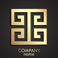 3d gold geometric angular square logo design vector