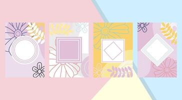 Set of Four Floral Frame Templates vector