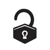 An open lock icon silhouette on white background vector