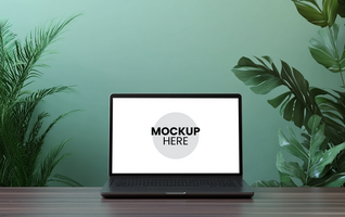 Editable laptop display mockup for branding, front-facing and clean psd