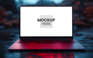 Realistic editable laptop display mockup, front-facing design psd