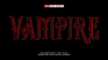 vampire 3d text effect psd