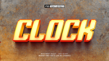 clock 3d text effect psd