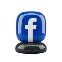 Glossy facebook icon with reflective surface on transparent background png