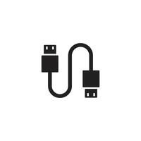 usb cable icon sign. usb cable line icon in white and black colors. usb cable flat icon from usb cable collection for web, mobile apps and ui. vector