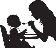mother and child silhouette vector