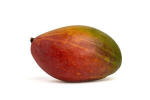Ripe realistic mango isolated on white background. Red-green mango photo