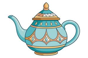 Artistic depiction of a classic teapot with intricate patterns, capturing a blend of tradition and elegance for creative uses vector