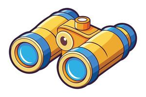 Cartoon binoculars art with bold colors and charming details, perfect for playful graphics or nature exploration themes vector
