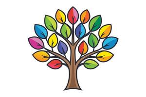 Creative illustration of a tree with multicolored leaves symbolizing harmony, unity, and environmental sustainability vector