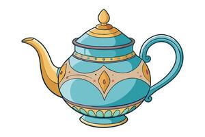 Intricate illustration of a teapot showcasing ornate details and vibrant colors, ideal for creative and cultural projects vector