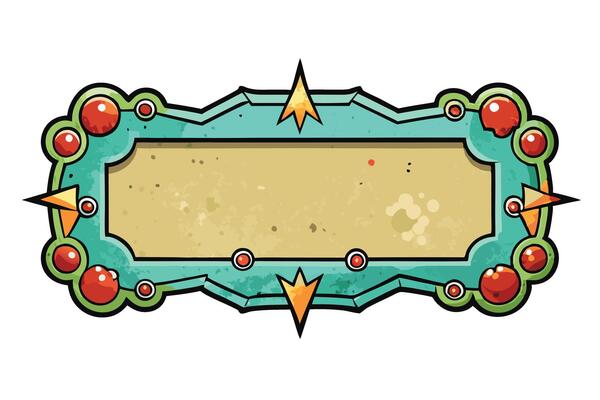 Colorful grunge style decorative frame with intricate designs, perfect for vintage themes, gaming elements, or creative border use