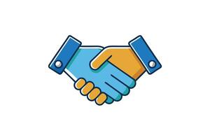 Stylized handshake symbol emphasizing collaboration, partnership, mutual respect, and business agreements in a clean, modern design vector