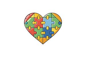 Abstract art of a heart shaped puzzle with colorful pieces, conveying unity, teamwork, and emotional bonding vector