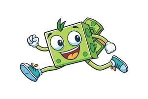 Cute and expressive animated dollar character showing movement and happiness vector