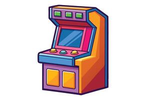 Colorful retro arcade gaming machine illustration showcasing vibrant buttons and screen for classic game lovers vector