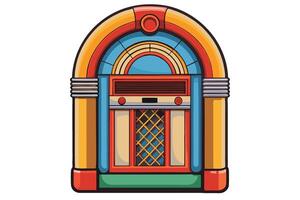 Vibrant jukebox artwork representing retro music culture and vintage design aesthetics, ideal for nostalgic creative projects vector