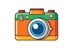 Illustration of a cartoon style camera in bright colors, ideal for technology, art, or playful design related themes and content vector