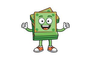 Cartoon depiction of a happy dollar bill with animated features, perfect for finance, banking, or money saving themed projects vector