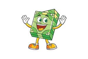 Cute cartoon dollar bill character with sneakers and a smile, perfect for use in advertisements or educational financial campaigns vector