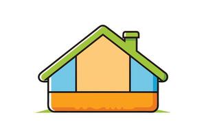 Bright and unique house icon featuring expressive elements, ideal for concepts of happiness, housing, and community living vector