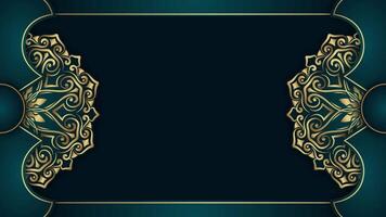 Golden frame with ornate design on dark blue background video