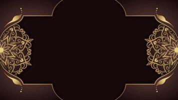 Golden frame with floral pattern on dark background video