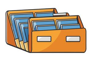 Modern cartoon style archive folders in yellow, green, blue, and red, creatively designed for organizational, business, or school projects vector