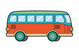 Vintage bus icon drawing in vibrant colors, showcasing a charming and fun cartoon style suitable for various design projects vector