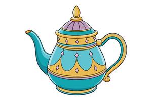 Classic teapot illustration featuring detailed patterns and elegant artistry, perfect for traditional or modern design themes vector